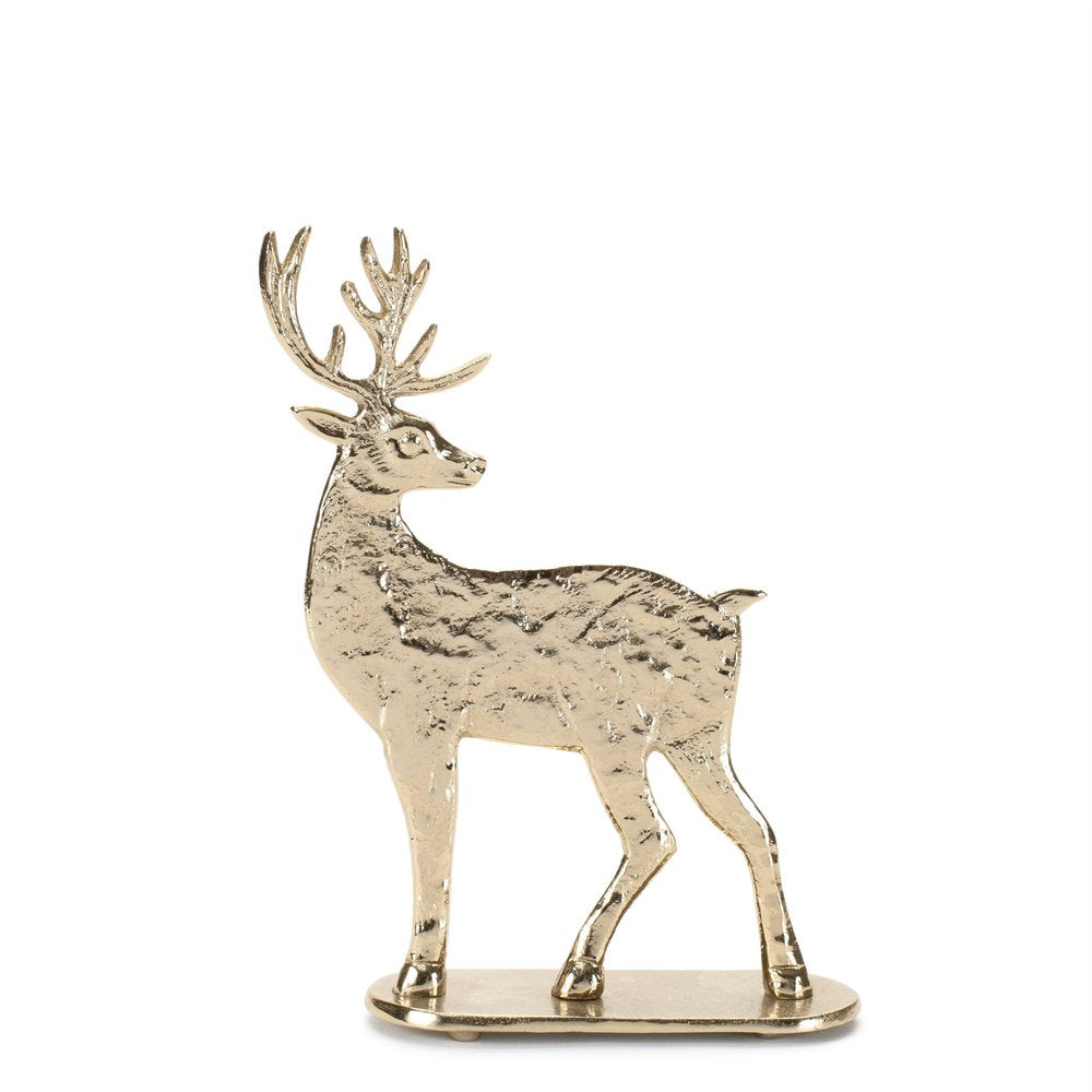 Set of Two Gold Aluminum Deer Christmas Figurine HomeRoots
