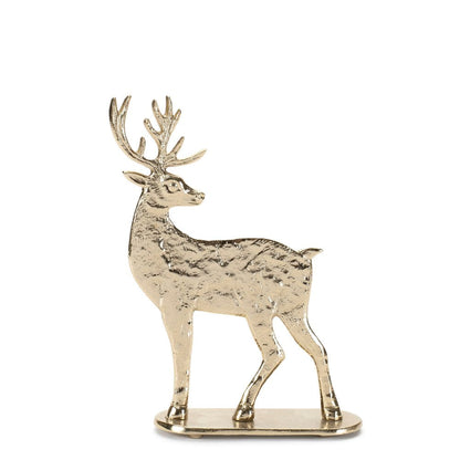Set of Two Gold Aluminum Deer Christmas Figurine HomeRoots