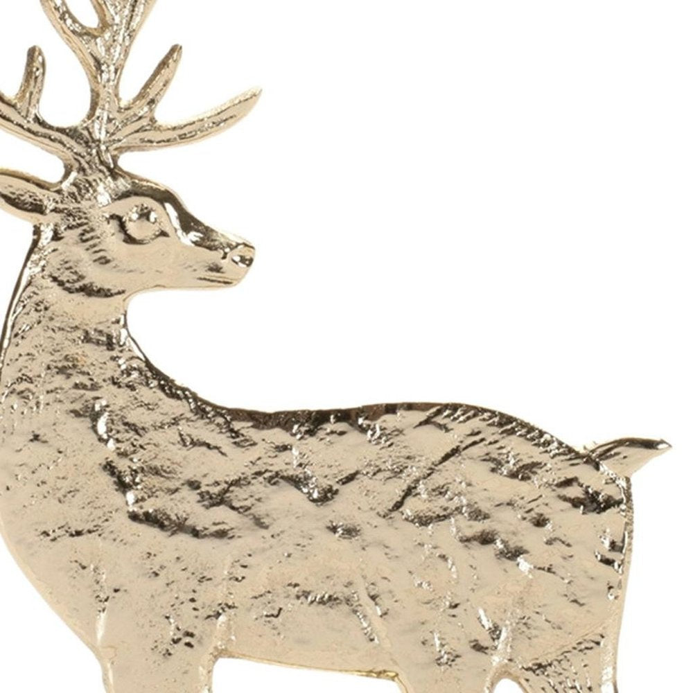 Set of Two Gold Aluminum Deer Christmas Figurine HomeRoots