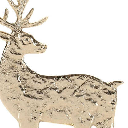 Set of Two Gold Aluminum Deer Christmas Figurine HomeRoots