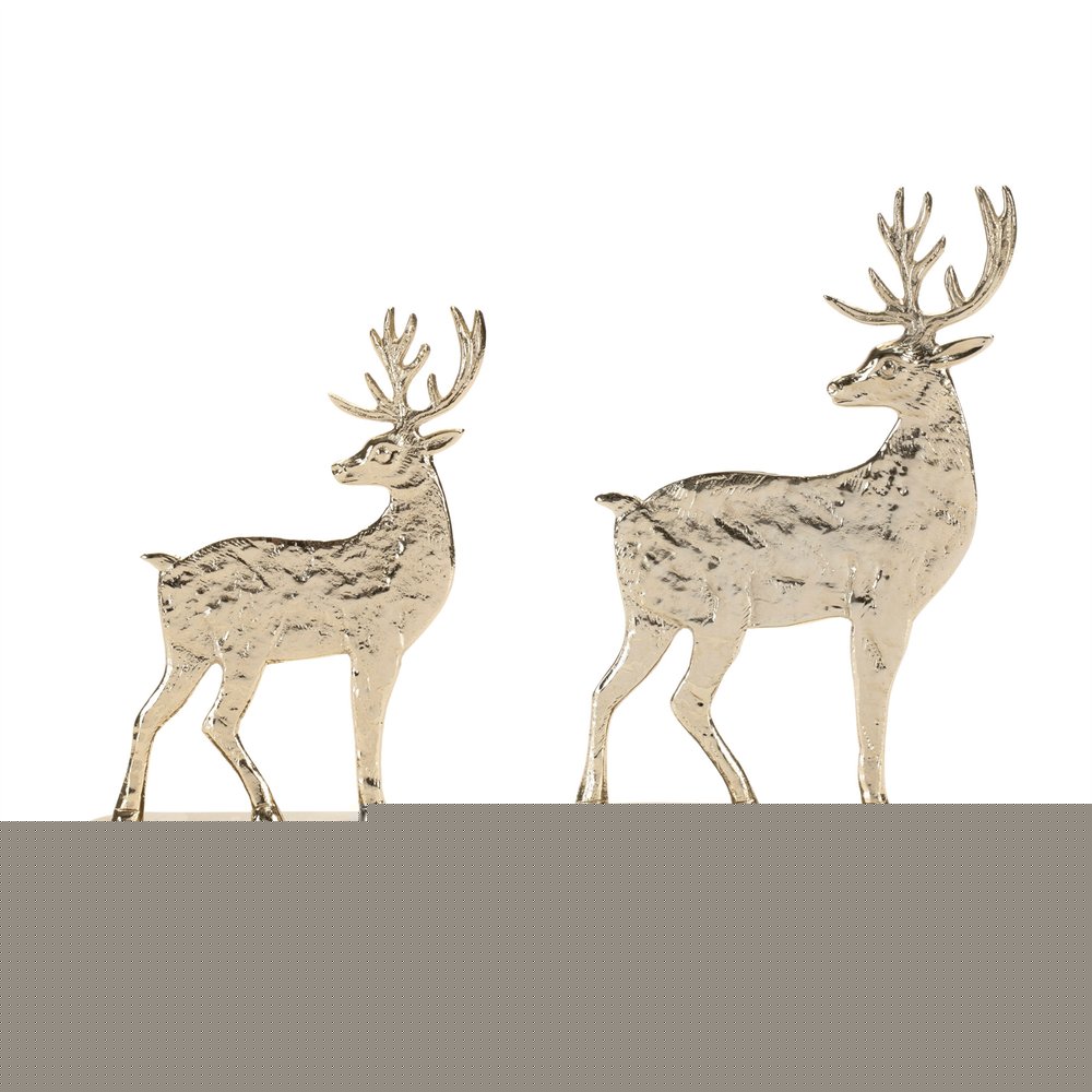 Set of Two Gold Aluminum Deer Christmas Figurine HomeRoots