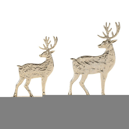 Set of Two Gold Aluminum Deer Christmas Figurine HomeRoots