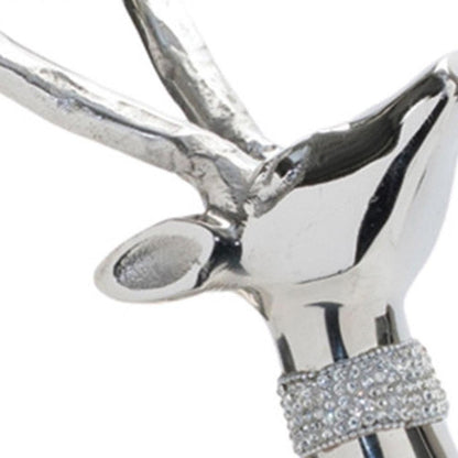 Set of Two Silver Aluminum Deer Tabletop Sculpture HomeRoots