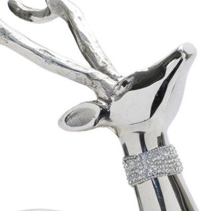 Set of Two Silver Aluminum Deer Tabletop Sculpture HomeRoots