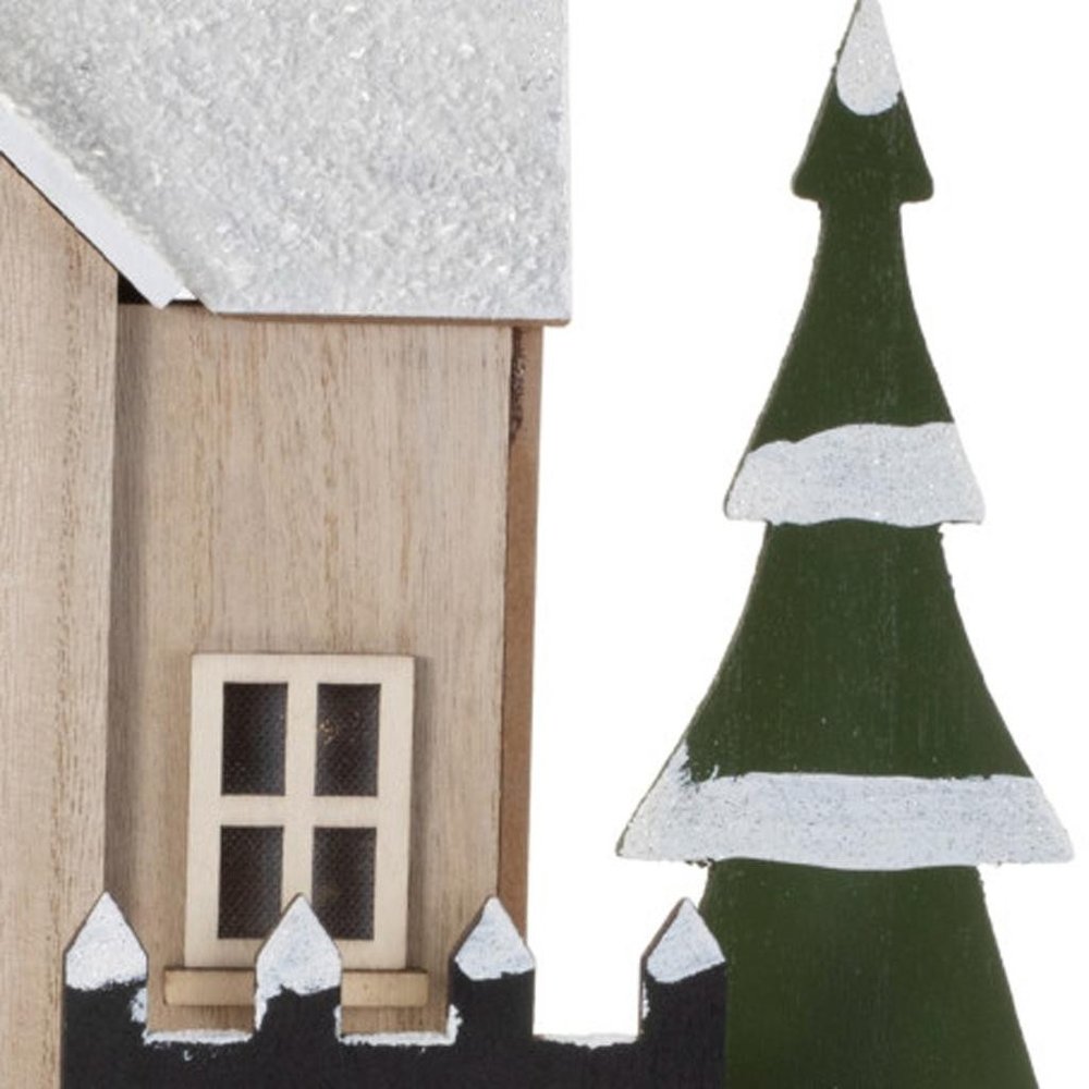 12" Beige Green And White Christmas Tabletop Sign with LED HomeRoots