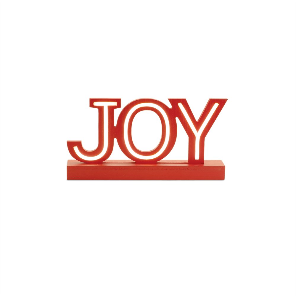 Set of Two Red And White Christmas Tabletop Sign with LED HomeRoots