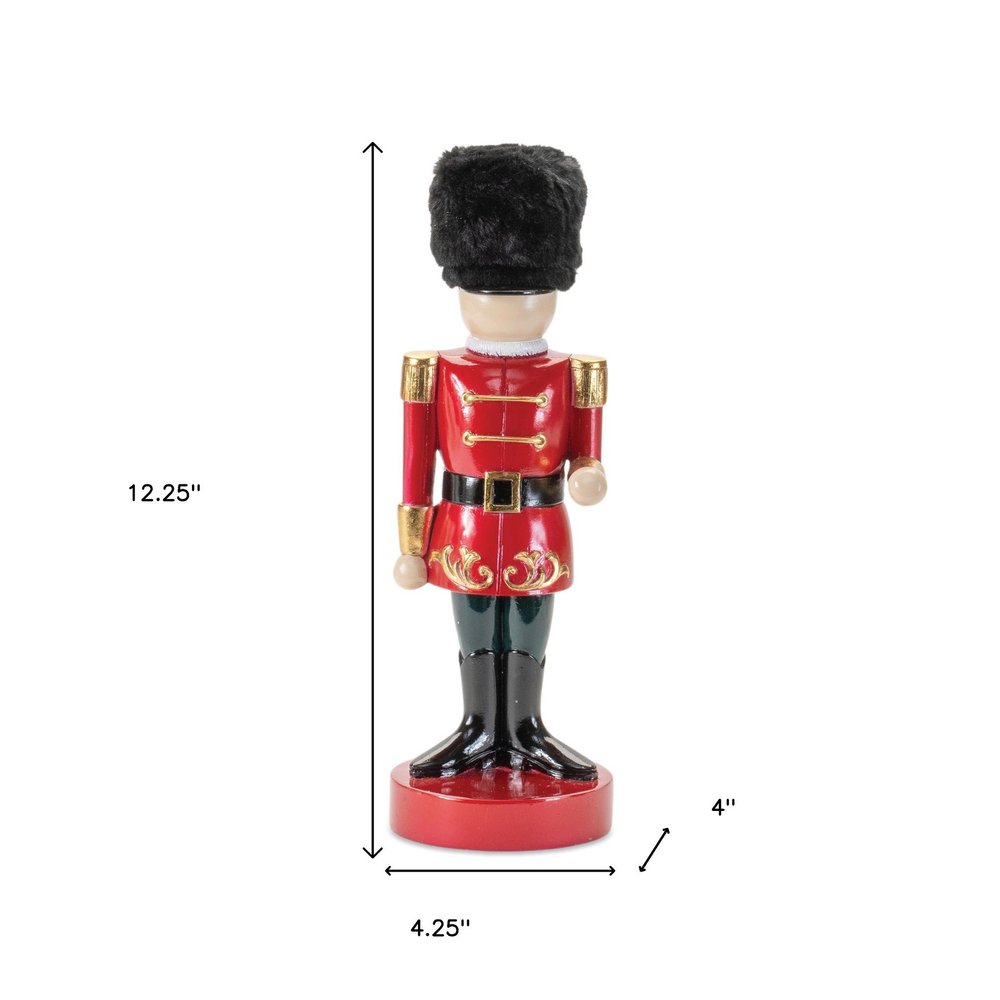 12" Black And Red Polyresin Christmas Nutcracker Figurine HomeRoots