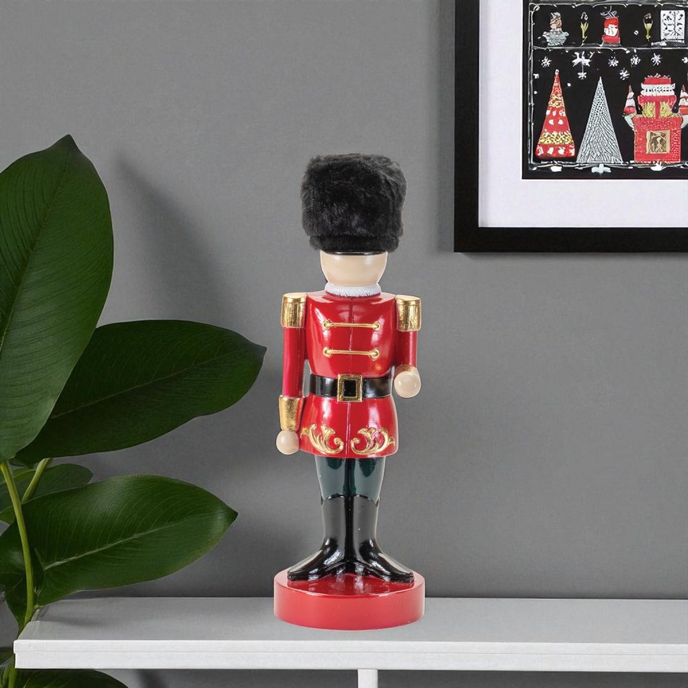 12" Black And Red Polyresin Christmas Nutcracker Figurine HomeRoots