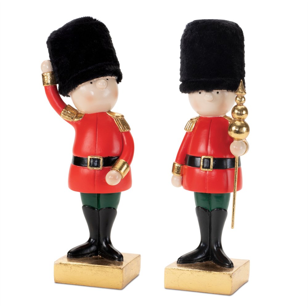 Set of Two Black Gold And Red Polyresin Christmas Nutcracker Figurines HomeRoots