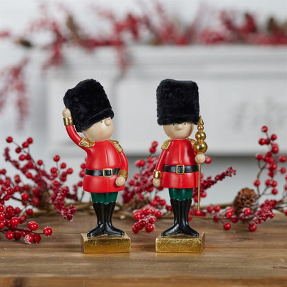 Set of Two Black Gold And Red Polyresin Christmas Nutcracker Figurines HomeRoots