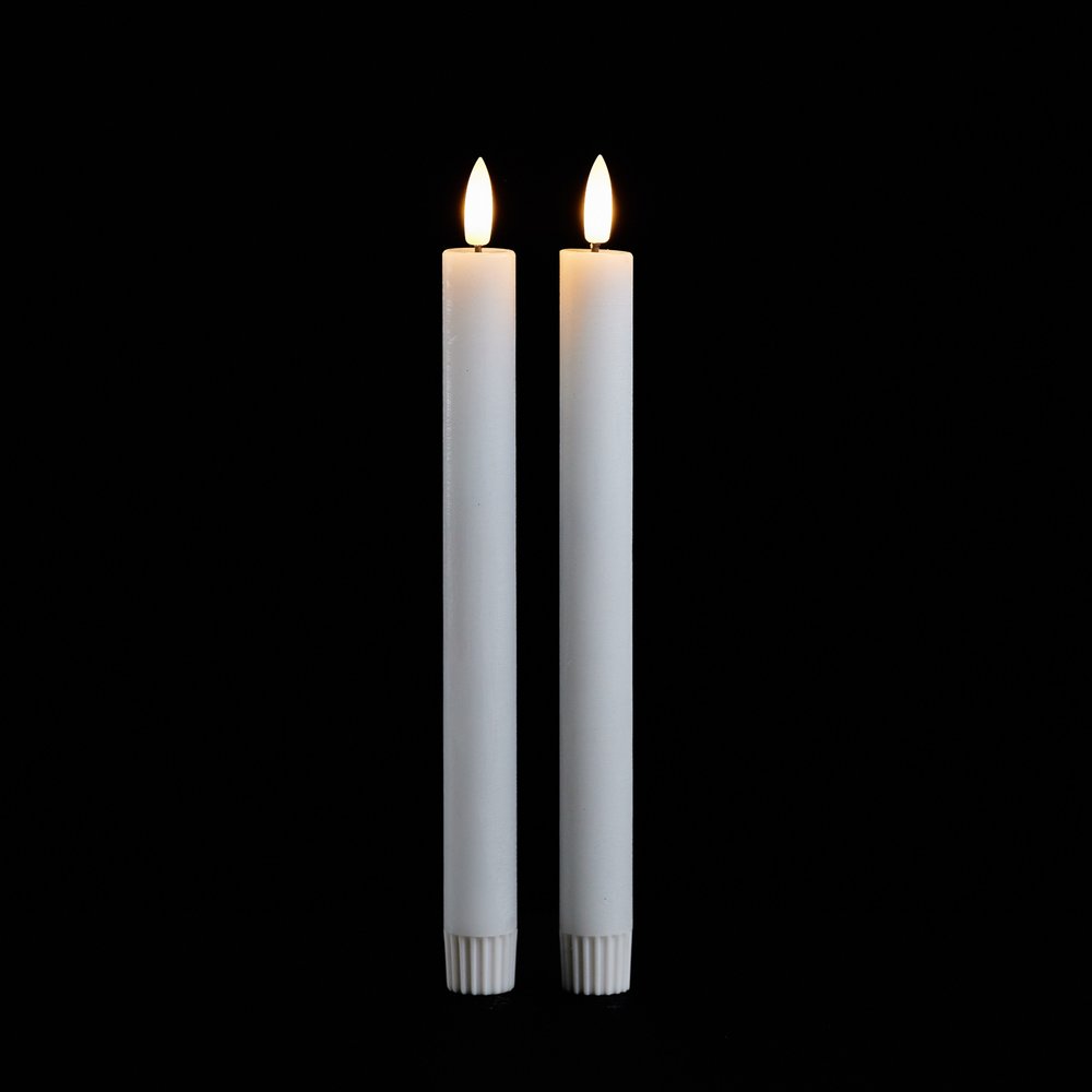 Set of Two White Unscented Candle Flameless Taper Candles HomeRoots