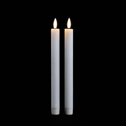 Set of Two White Unscented Candle Flameless Taper Candles HomeRoots