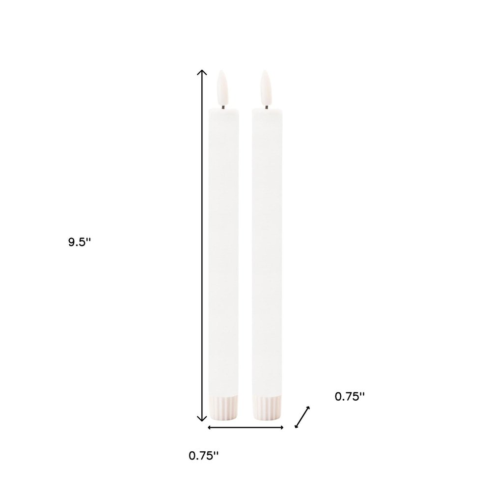 Set of Two White Unscented Candle Flameless Taper Candles HomeRoots