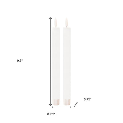 Set of Two White Unscented Candle Flameless Taper Candles HomeRoots