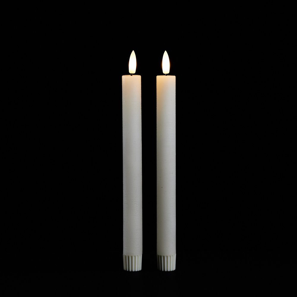 Set of Two Ivory Unscented Candle Flameless Taper Candles HomeRoots