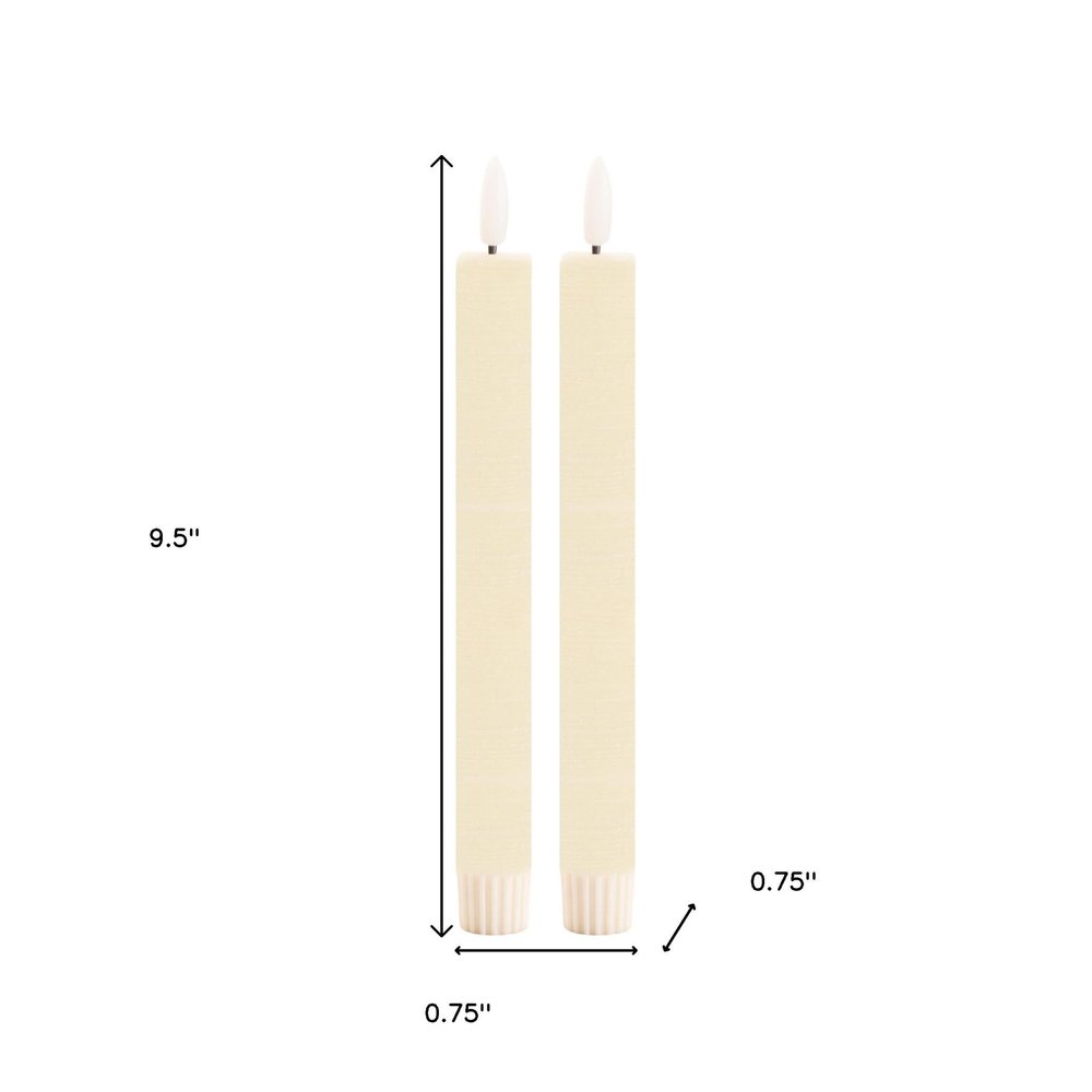Set of Two Ivory Unscented Candle Flameless Taper Candles HomeRoots