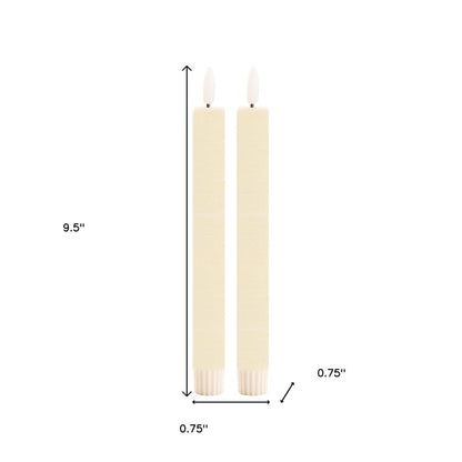 Set of Two Ivory Unscented Candle Flameless Taper Candles HomeRoots