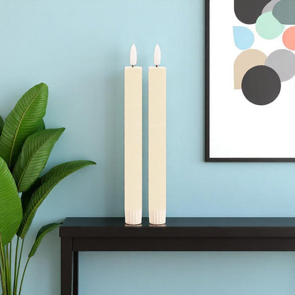 Set of Two Ivory Unscented Candle Flameless Taper Candles HomeRoots