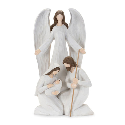 16" White And Brown Polyresin Angel Christmas Tabletop Sculpture HomeRoots