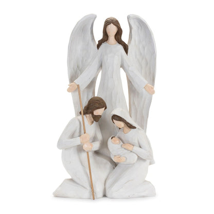 16" White And Brown Polyresin Angel Christmas Tabletop Sculpture HomeRoots