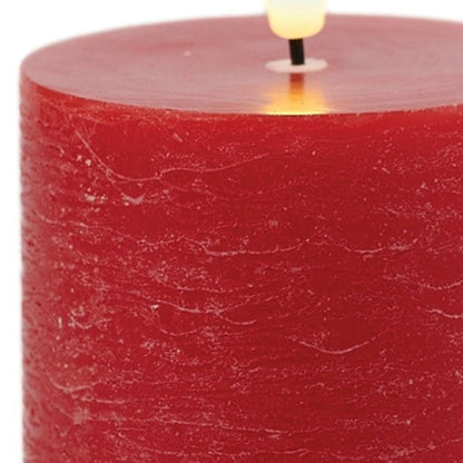 Set of Two Red Unscented Candle Flameless Pillar Candles HomeRoots
