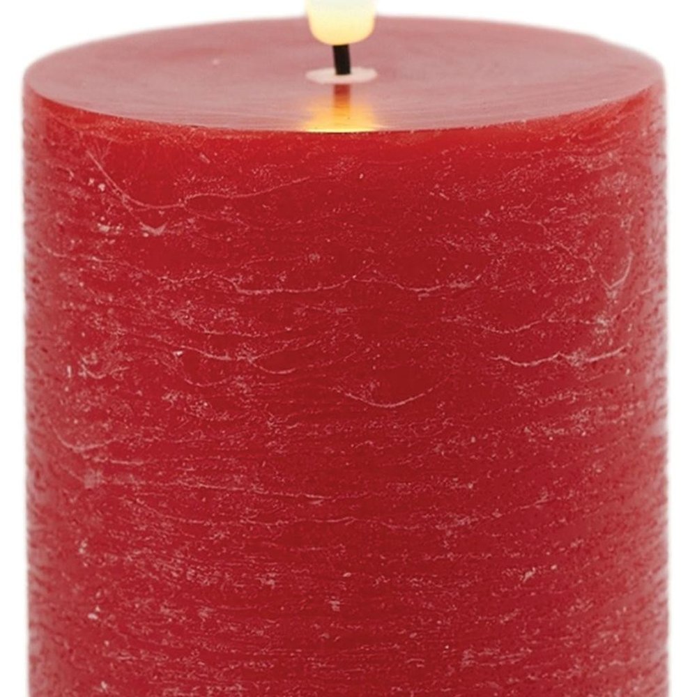 Set of Two Red Unscented Candle Flameless Pillar Candles HomeRoots