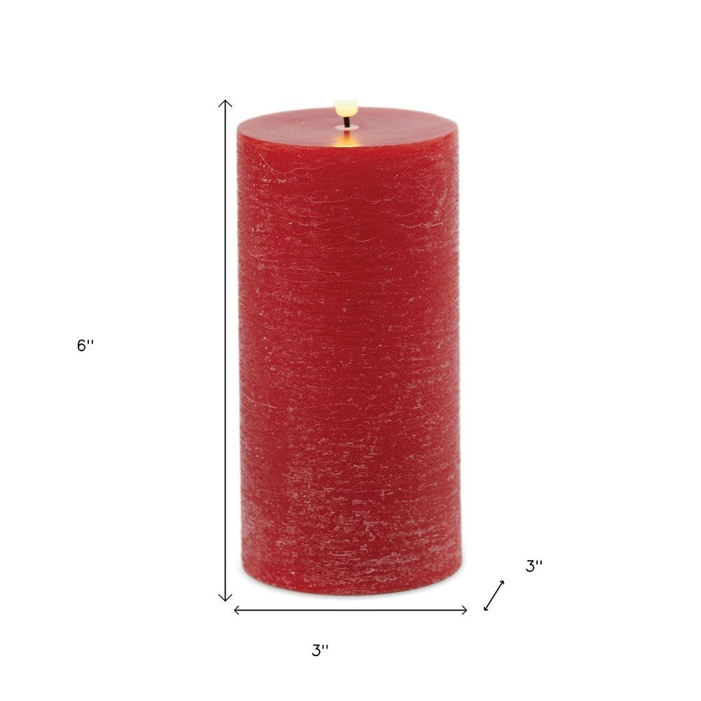Set of Two Red Unscented Candle Flameless Pillar Candles HomeRoots