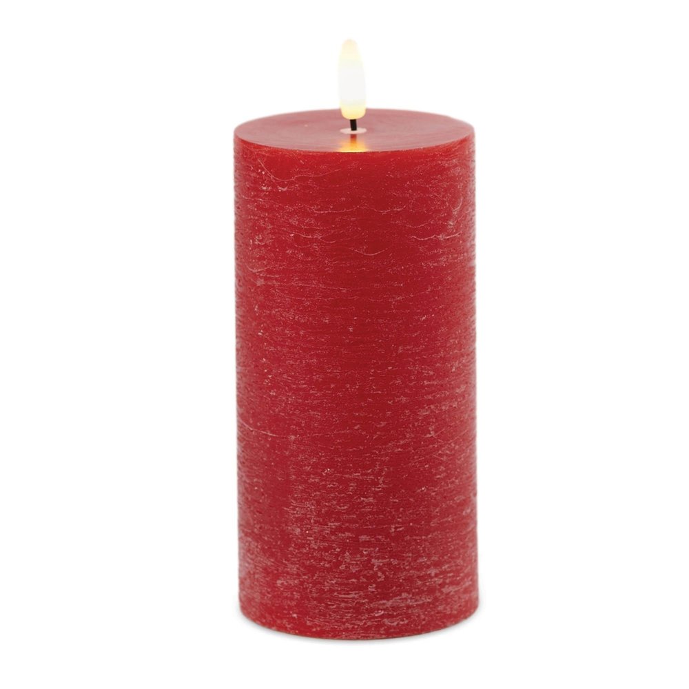 Set of Two Red Unscented Candle Flameless Pillar Candles HomeRoots