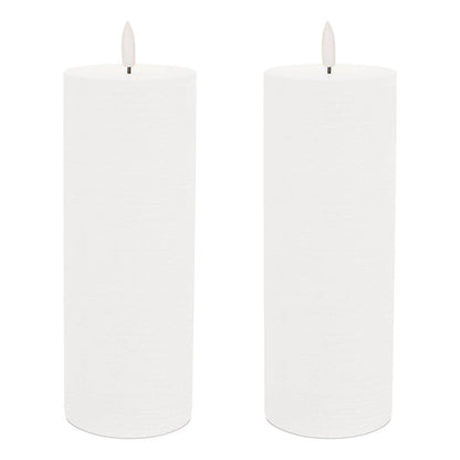 Set of Two White Unscented Candle Flameless Pillar Candles HomeRoots