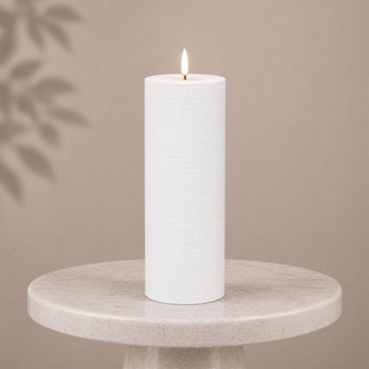 Set of Two White Unscented Candle Flameless Pillar Candles HomeRoots