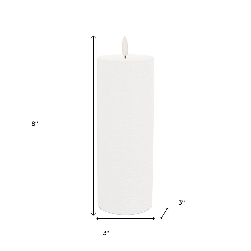 Set of Two White Unscented Candle Flameless Pillar Candles HomeRoots