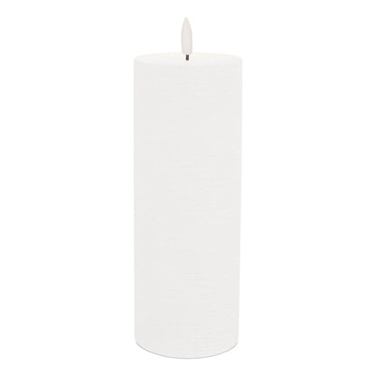 Set of Two White Unscented Candle Flameless Pillar Candles HomeRoots