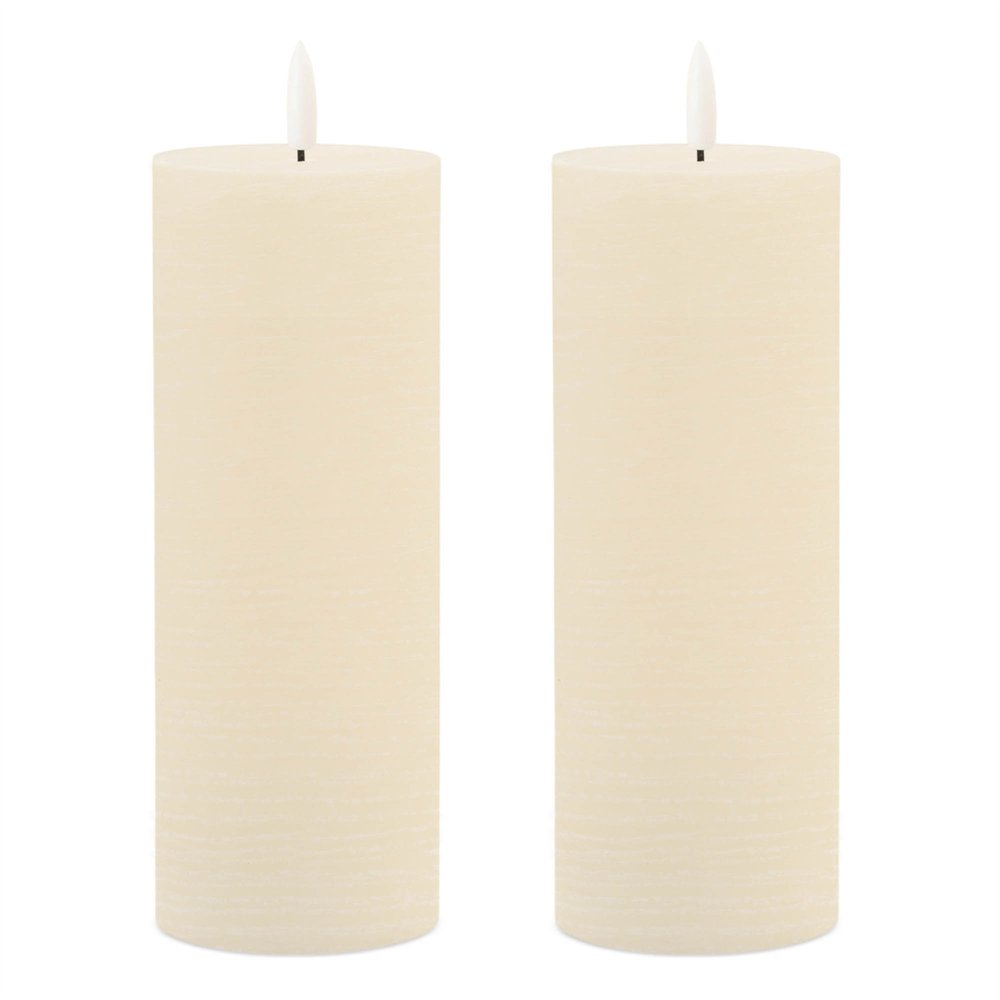 Set of Two Ivory Unscented Candle Flameless Pillar Candles HomeRoots