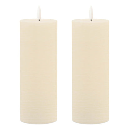 Set of Two Ivory Unscented Candle Flameless Pillar Candles HomeRoots