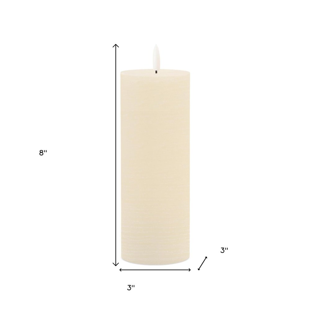 Set of Two Ivory Unscented Candle Flameless Pillar Candles HomeRoots