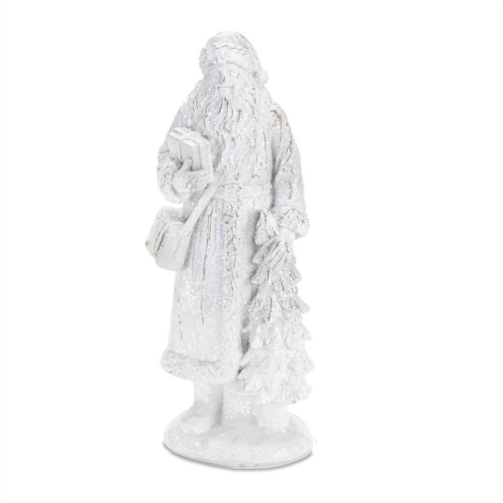 Set of Two White Polyresin Christmas Santa Figurine HomeRoots