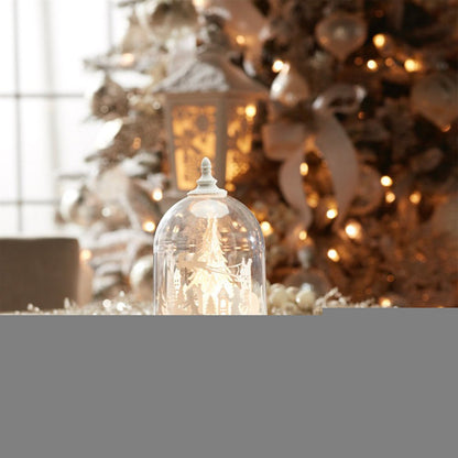 9" White Plastic Christmas Santa Tabletop Sculpture with LED HomeRoots