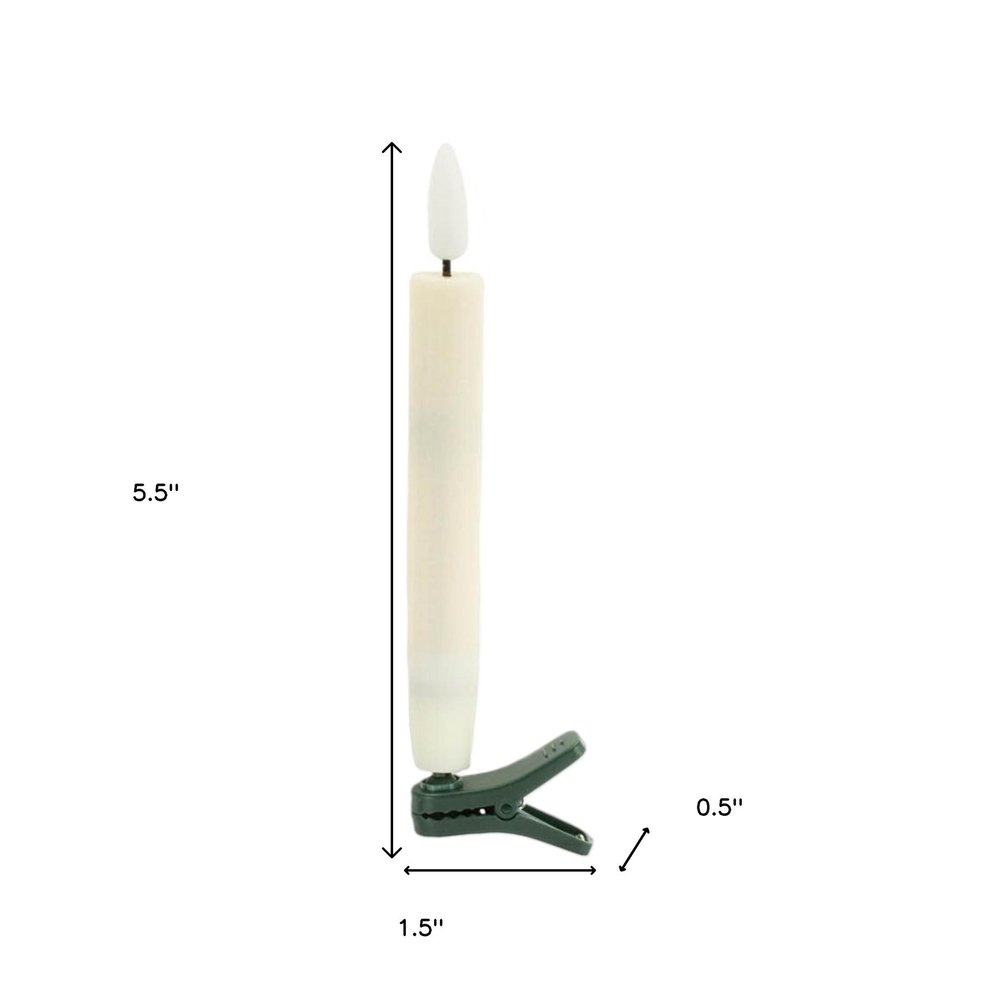 Set of Ten Beige Flameless Clip-On Christmas Taper Candles HomeRoots