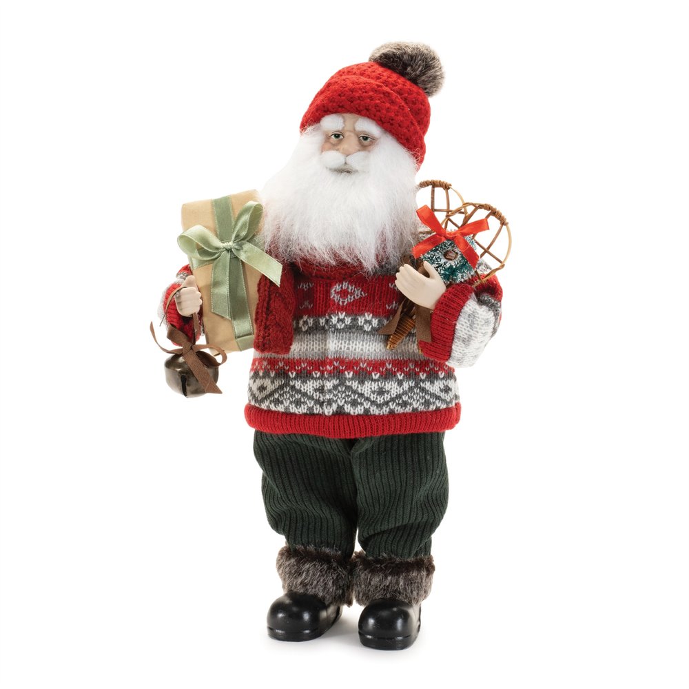 13" Red White And Black Fabric Christmas Santa Figurine HomeRoots