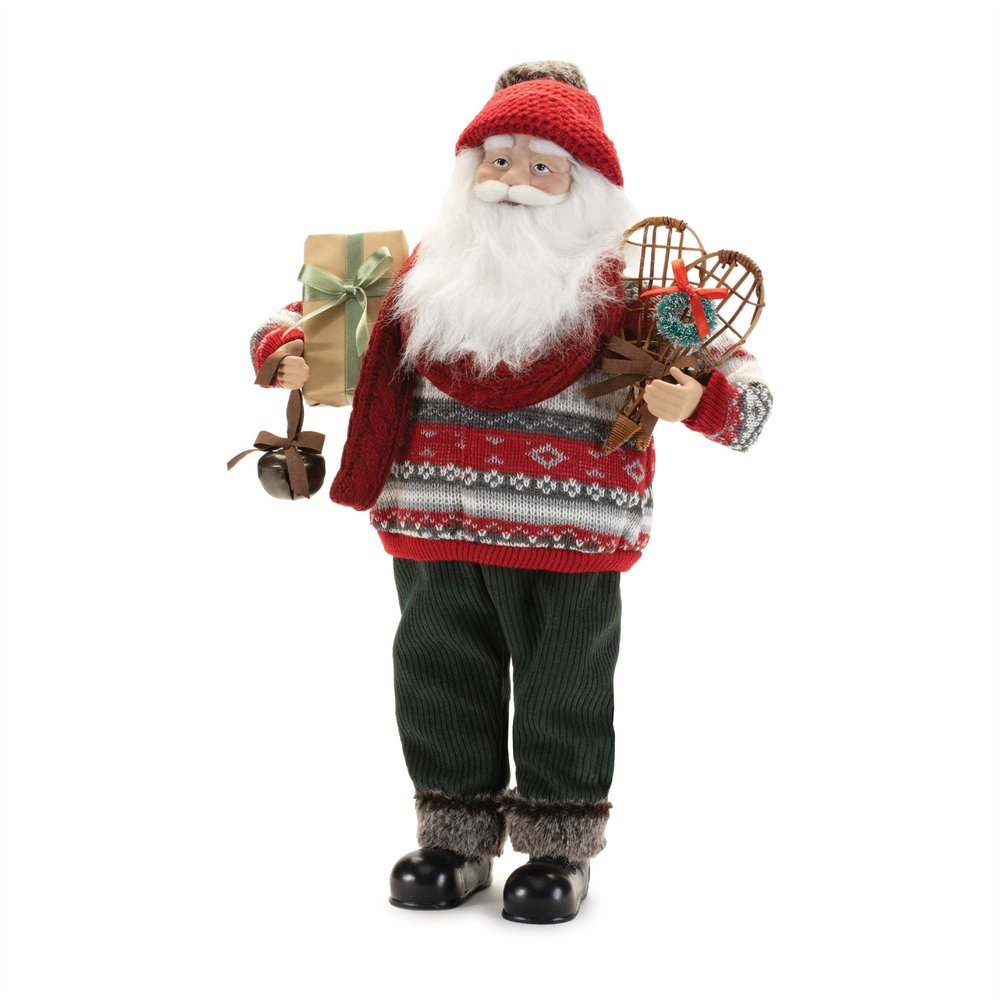 19" Red White And Black Fabric Christmas Santa Figurine HomeRoots