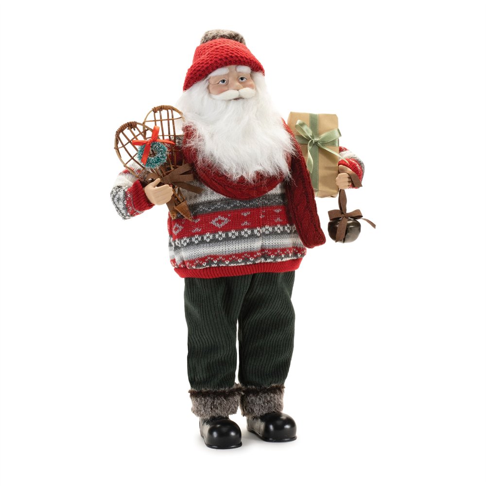 19" Red White And Black Fabric Christmas Santa Figurine HomeRoots