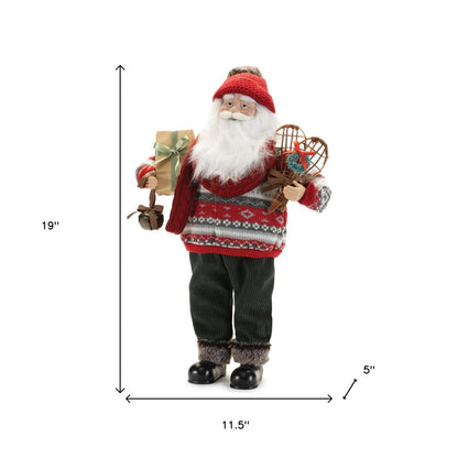 19" Red White And Black Fabric Christmas Santa Figurine HomeRoots