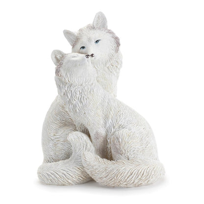 Set of Two White Polyresin Fox Figurine HomeRoots