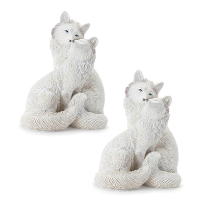 Set of Two White Polyresin Fox Figurine HomeRoots
