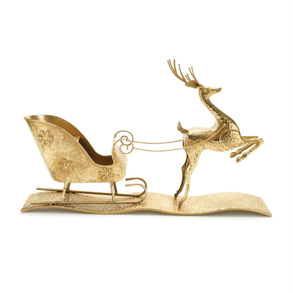 15" Gold Iron Deer Christmas Tabletop Sculpture HomeRoots