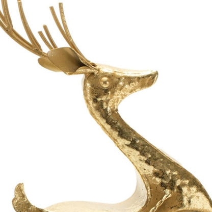 15" Gold Iron Deer Christmas Tabletop Sculpture HomeRoots