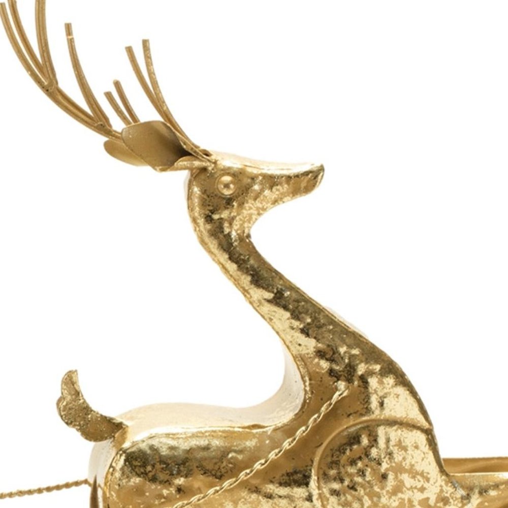 15" Gold Iron Deer Christmas Tabletop Sculpture HomeRoots
