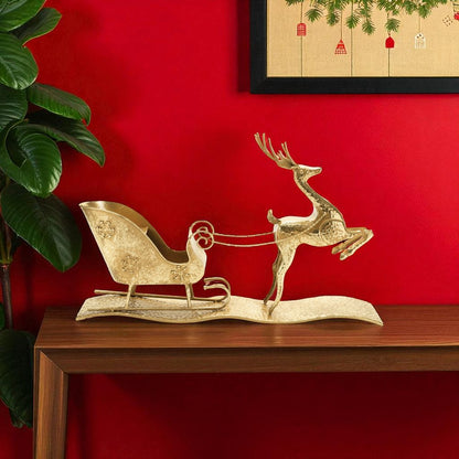 15" Gold Iron Deer Christmas Tabletop Sculpture HomeRoots