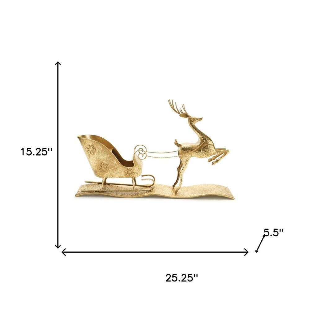 15" Gold Iron Deer Christmas Tabletop Sculpture HomeRoots