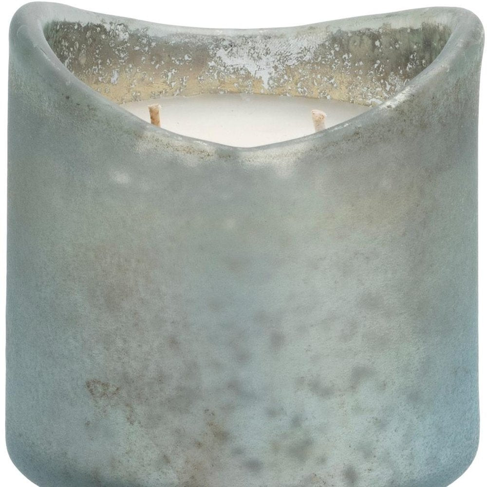 Set of Two White Currant Scented Two Wick Candles In Frosted Glass Holders HomeRoots